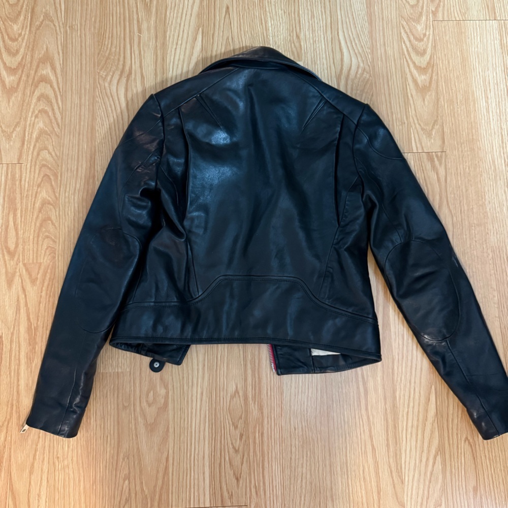 Rag & Bone Griffin Black Leather Moto Jacket with Pink/Red Trim Size 0 NWOT - Picture 9 of 9